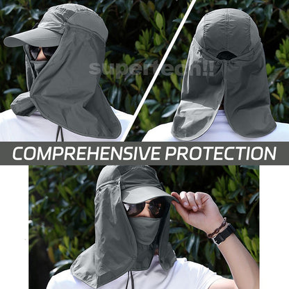 Mens Neck Flap Hat Wide Brim Cap Face Unisex Hiking Fishing UV Sun Protection
