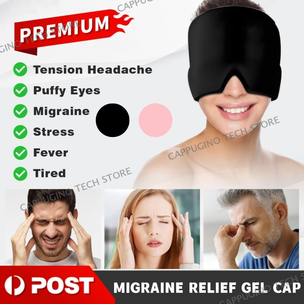 Migraine Relief Ice Head Wrap Headache Hat Cold Therapy Cap Eye Mask Reuseable