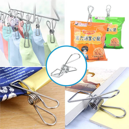 Stainless Steel Clothes Pegs Hanging Clips Laundry Windproof Metal Clamps