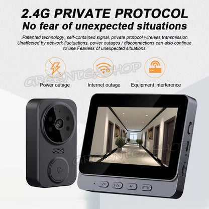 Wireless Video Door Bell WiFi Phone Intercom System with Monitor Doorbell Camera