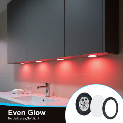 USB LED Under Cabinet Light Kit RGB Puck Lamp Counter Kitchen Display Dimmable