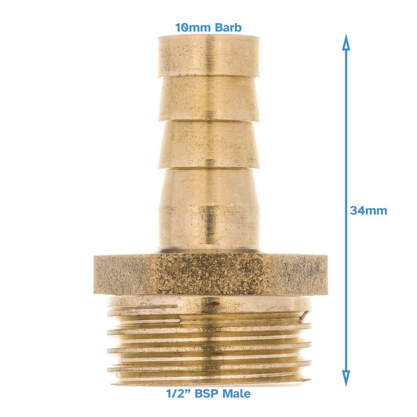Brass 10mm Barb Hose - 1/2" BSP Male Threaded Pipe Fitting Tail Connector Thread