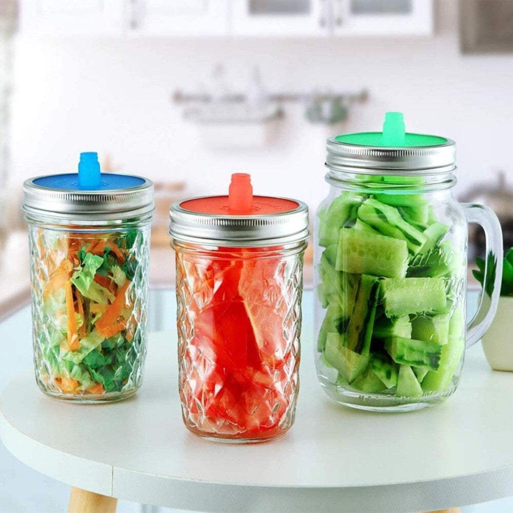 5pcs Silicone Waterless Airlock Fermentation Lid For Wide Mouth Mason Jar