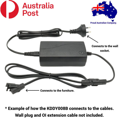 Electric Recliner 2.0A 29V AC/DC Adapter Transformer + 2 Pin Connector- KDDY008B