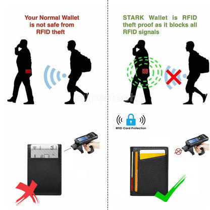Men Leather Credit Card Holder RFID Blocking Slim Wallet Money Purse Protector