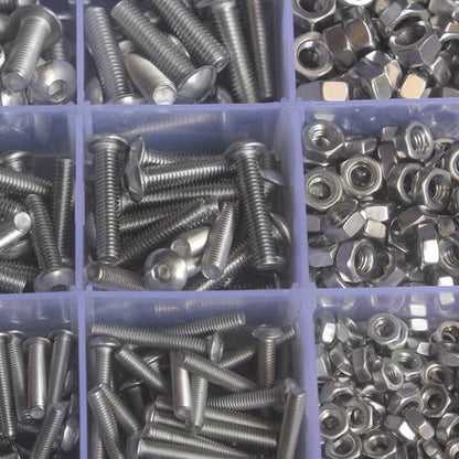 500PCS M3 M4 M5 Stainless Steel Hex Button Head Screw Bolt Nut Set Kit Bolt Kits