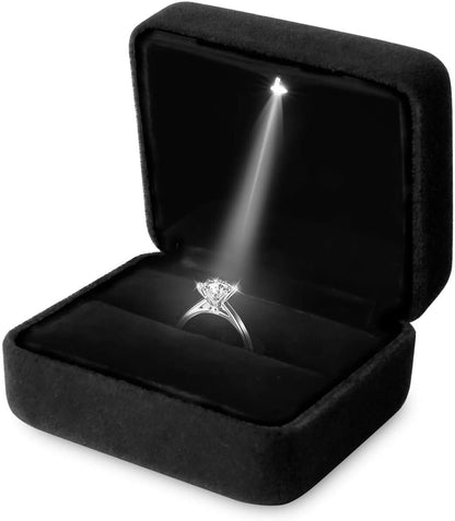 LED Ring Box Jewelry Wedding Engagement Proposal LED Ear Ring Case Black AUS