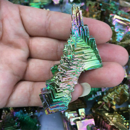 2X Rainbow Titanium Specimen Mineral Bismuth Crystal Quartz Gemstone Decor Gifts