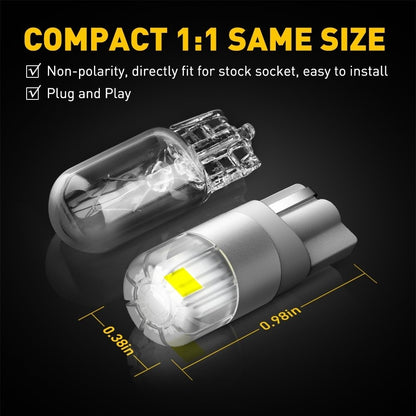 2X Auxito Super Bright W5W 175 2825 168 194 T10 LED Parking Light Bulb T10 White