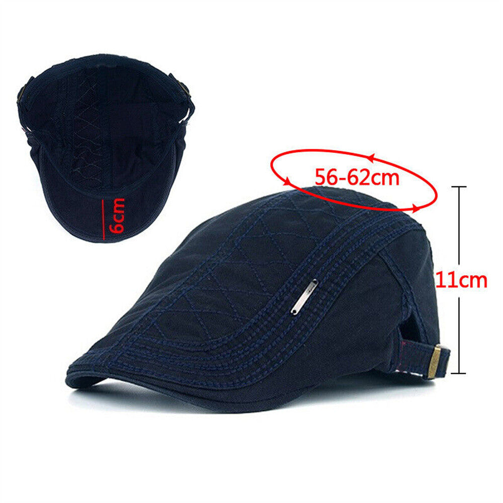 Men Cotton Ivy Flat Cap Newsboy Adjustable Beret Cabbie Gatsby Driving Hat