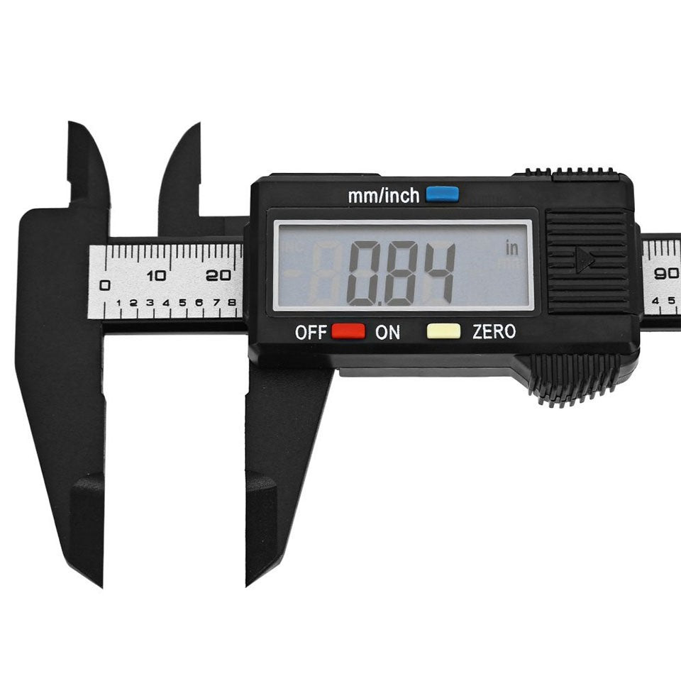 150mm Digital Caliper Carbon Fibre Plastic LCD Vernier Gauge 0.1mm Inch MM Tool