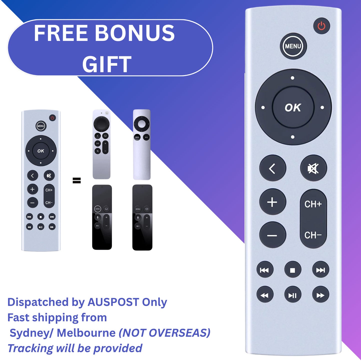 Replacement Remote for Apple TV 4K HD A2843 A2737 A2169 A1842 A1625 Controller