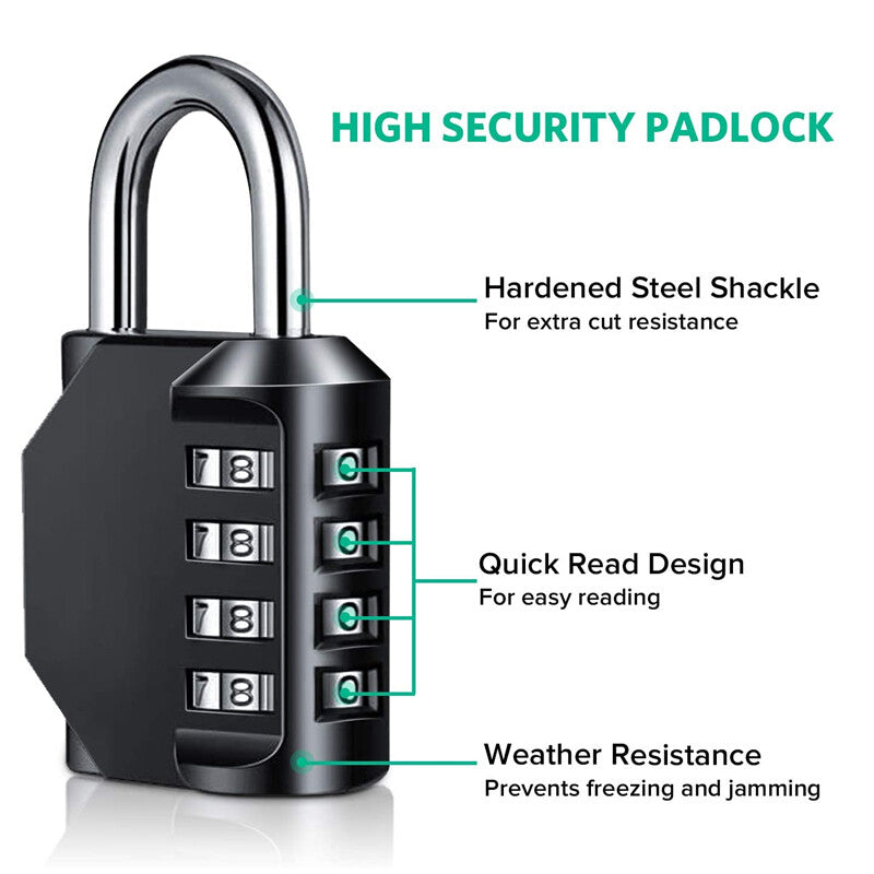 Combination-Lock 4 Digit Outdoor Waterproof Padlock,Gate,Locker,Hasp Number Lock