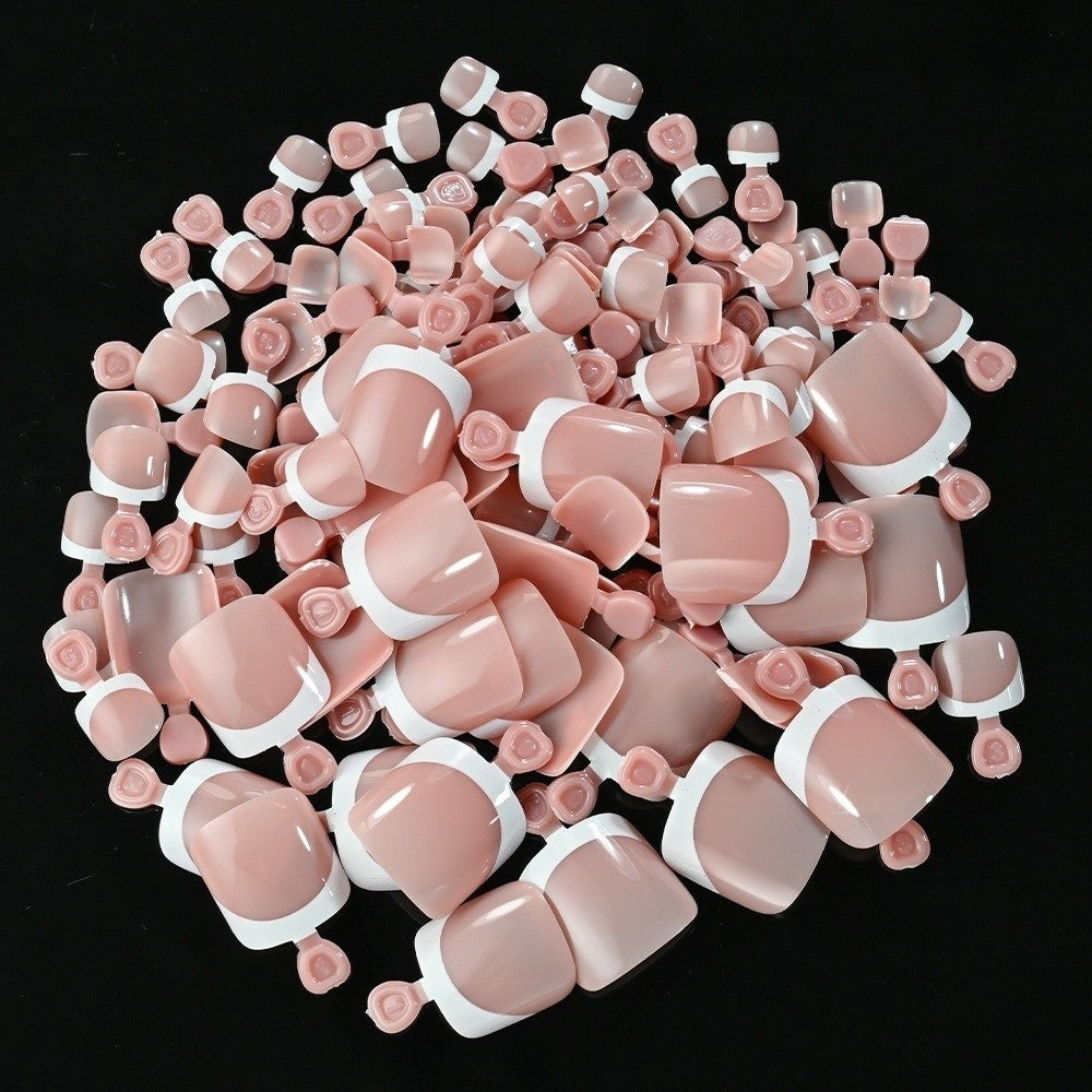120Pcs Chic French Short Tip Toenail Press on Fake Toe Nails  Nails Art