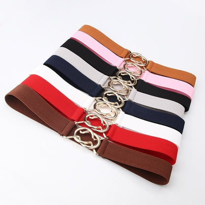 Adjustable Stretch Belt 3.8cm Wide Waist Belt Thin Elastic Belt  for Women