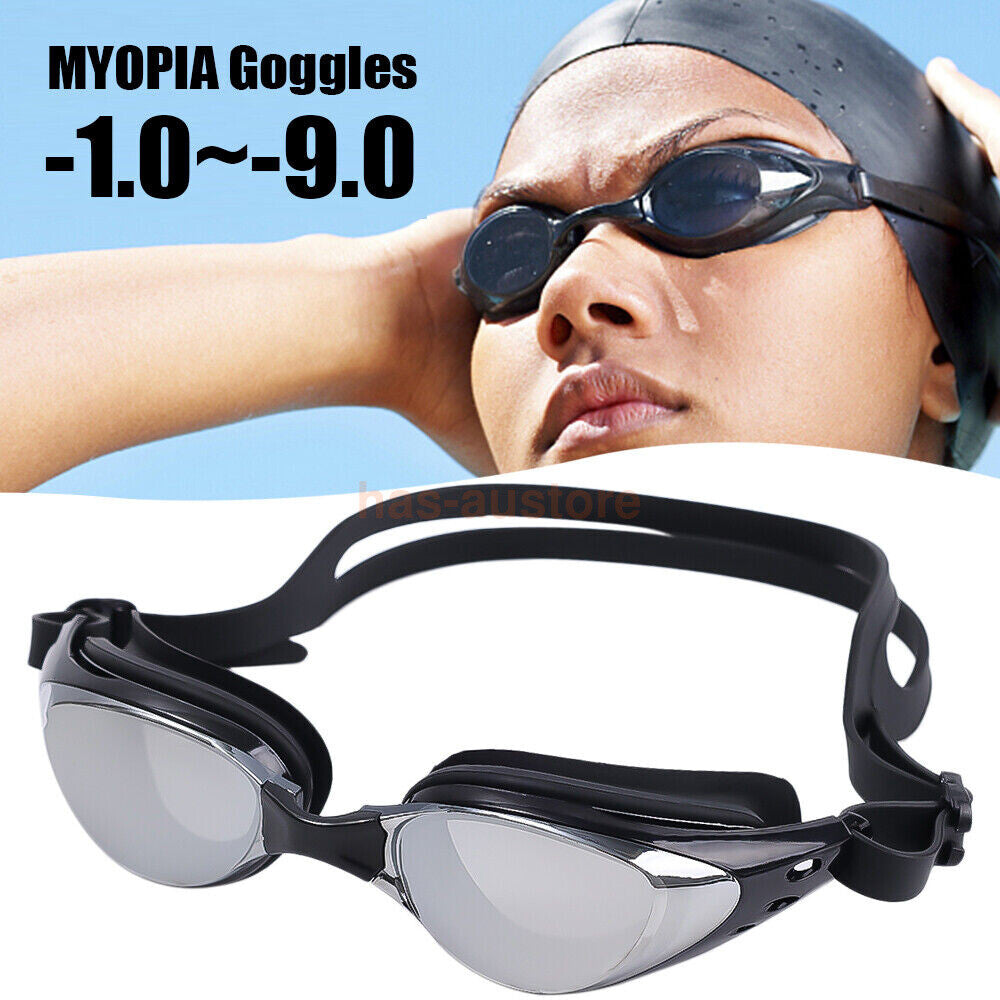 Prescription Swimming Goggles Myopia Adult Kids Quality Anti-fog to -10.0 NEW AU