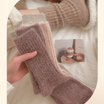Cashmere Mid Tube Socks Thick Long Socks Winter Warm Velvet Socks  For Women