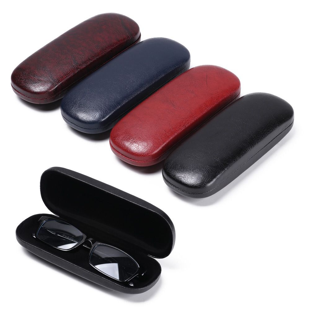 Hot Sale Leather Glasses Case For Men Waterproof Hard Frame Eyeglass Case Black