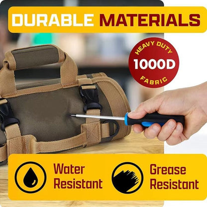 with 3 Detachable Pouches Roll Up Tool Bag Heavy Duty Roll Tool Organizer