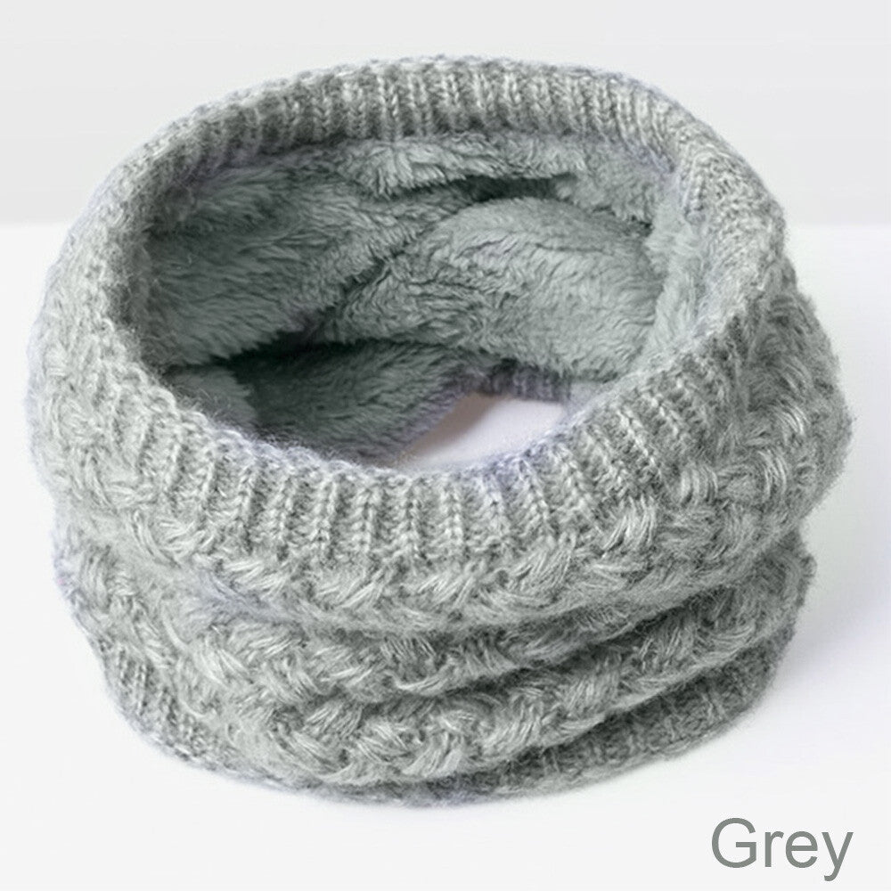 Winter Scarf Solid Color Plush Knitted Scarf Wool Collar Cotton Neck Warmer OZ