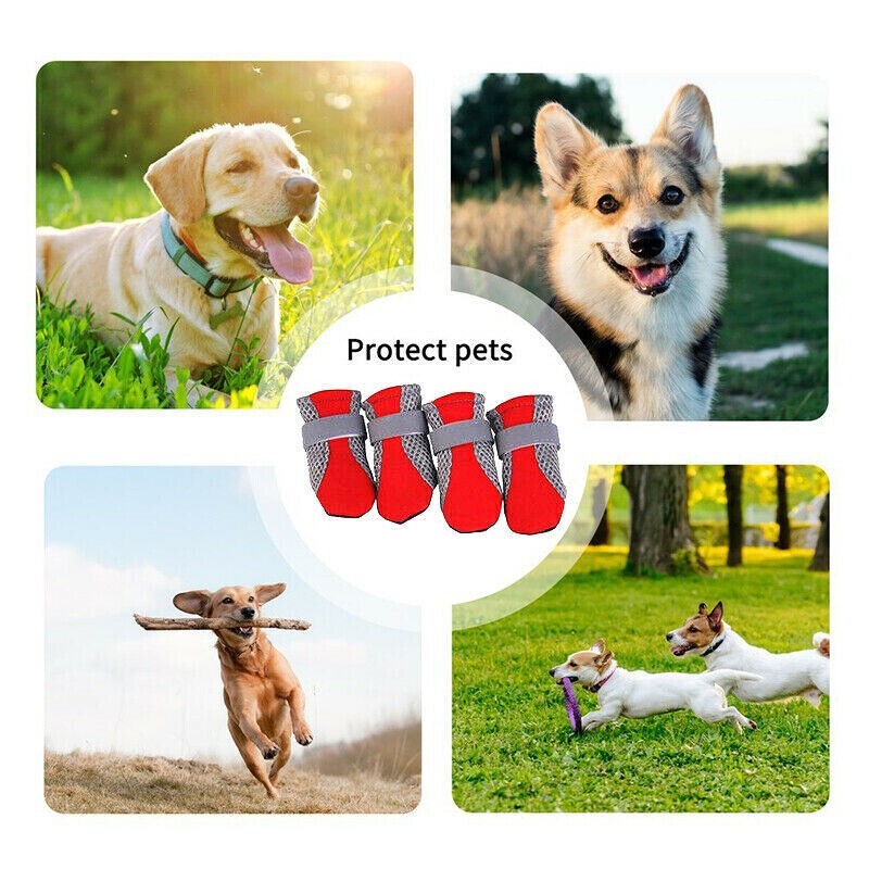 4PCS Anti Slip Waterproof Protective Dog Shoes Rain Boots Pet Socks Booties New