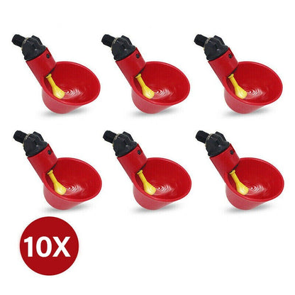 10 Pcs Automatic Cups Water Feeder Drinker Chicken Waterer Poultry Chook Bird AU