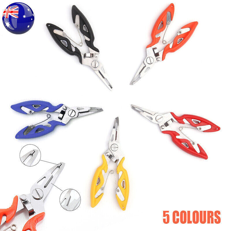 Fishing Pliers Scissors Line Cutter Braid Split Ring Tool Lip Grip TACKLE  AU