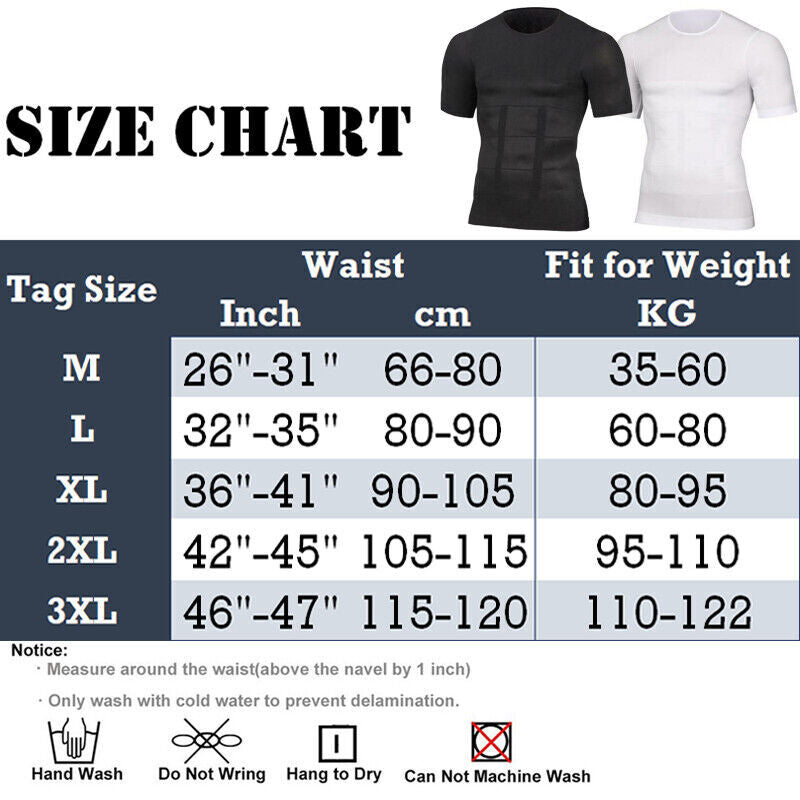 Men' Compression Vest T-Shirt Moobs Slimming Tummy Control Body Shaper Tank Tops