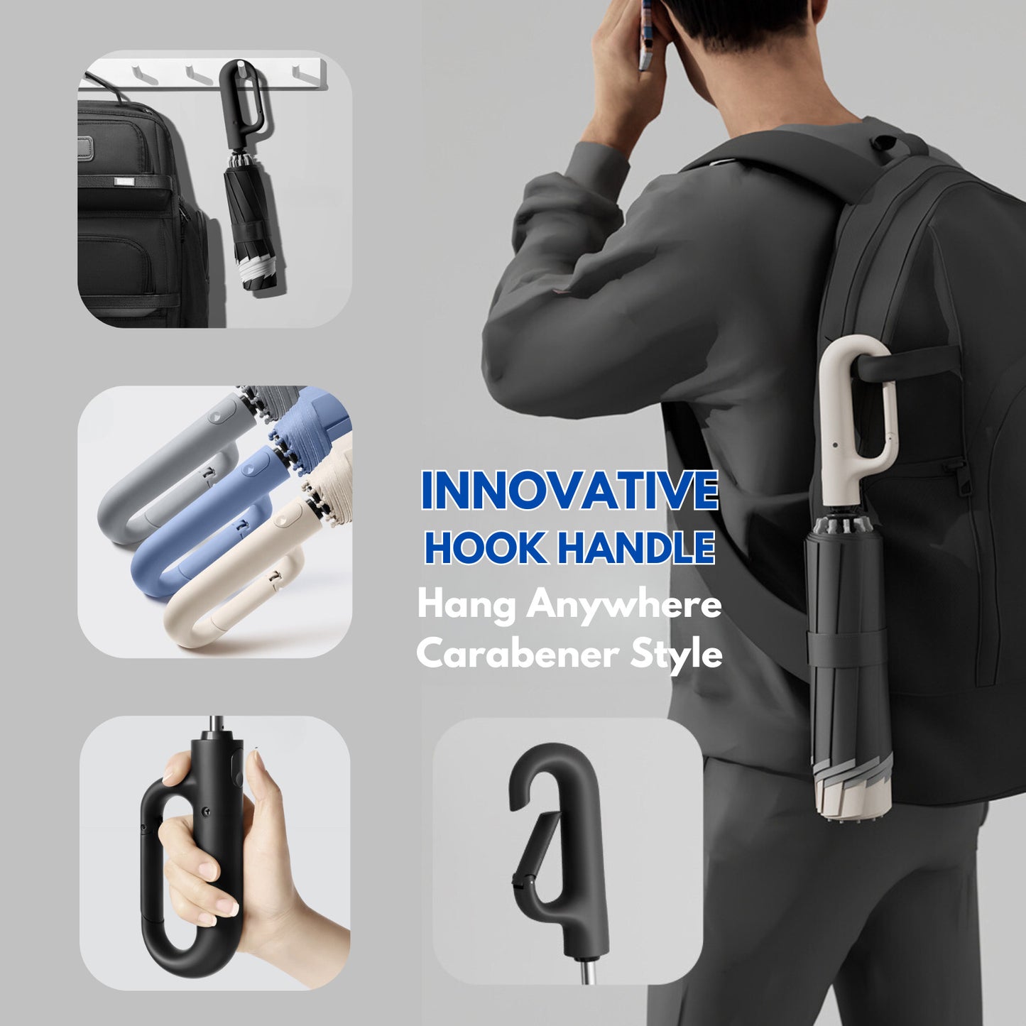 Automatic Extra Large Compact Umbrella with 10-Rib for Sun/Rain, Travel