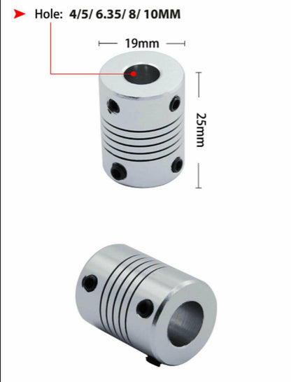 4,5, 6.35, 8, 10mm Flexible Coupling Shaft Coupler Motor CNC 3D Printer Stepper