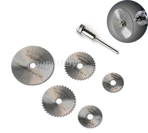 6pc Circular Power Saw Cutting Blade Abrasive Drill Bit Die Grinder Mandrel Set