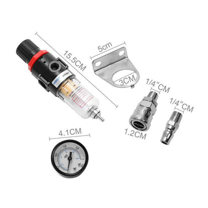 1/4'' Air Compressor Filter Water Separator Trap Tools Kit With Regulator AU