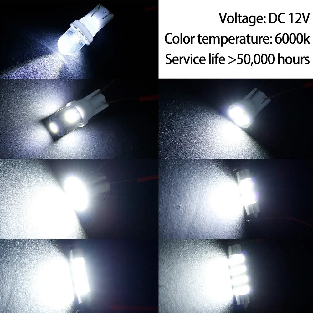 42pcs Car LED Globes Kit White 6000K T10 Festoon 1157 BAY15D LED Bulbs Set
