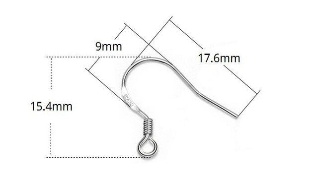 100pcs 925 Sterling Silver Hooks Hypoallergenic Ear Wires DIY Earrings Jewelry