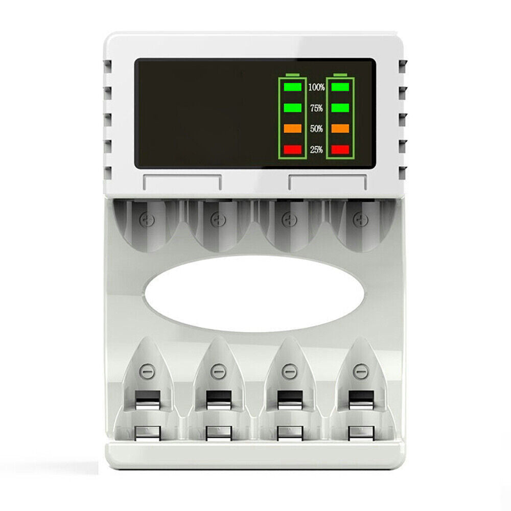 Smart Battery Charger 4 Slot for AA/AAA Nimh Rechargeable Batteries LCD Display