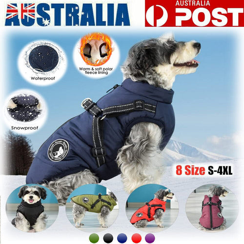 Pet Dog Waterproof Coat Autumn Winter Warm Padded Pet Puppy Jacket with Harness