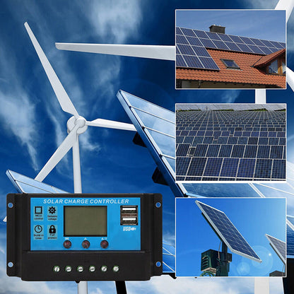 20A Solar Charge Controller 12/24V Battery Regulator with 2 USB Port LCD Display