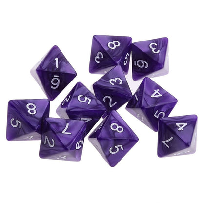 10Pcs/set 8-sided Polyhedral Dice D8 Colored Game Dice DND Dice  TRPG DND