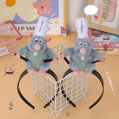 2PCS Creativity Ratatouille Hairband CartooGVPlush Doll Headband French Hairpin