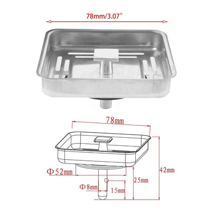 Square Stainless Steel Kitchen Sink Strainer Drainer Post Stopper Plug OZ