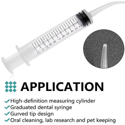 4PCS Dental Syringe 12ml Disposable Oral Irrigation Curved Tip Elbow Lab AU