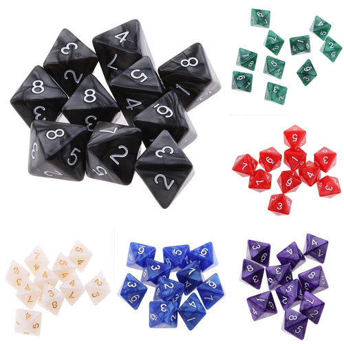 10Pcs/set 8-sided Polyhedral Dice D8 Colored Game Dice DND Dice  TRPG DND
