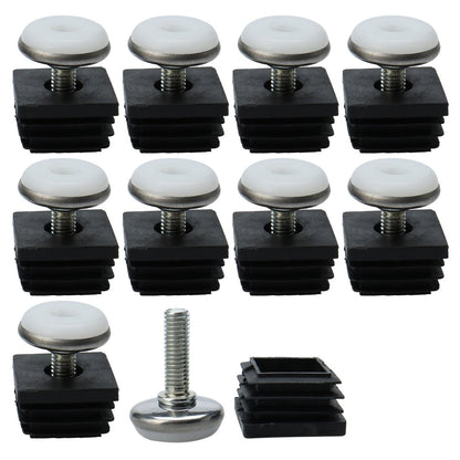 10Pcs Adjustable Leveling Feet 25 x 25mm Inserts Furniture Table Glide