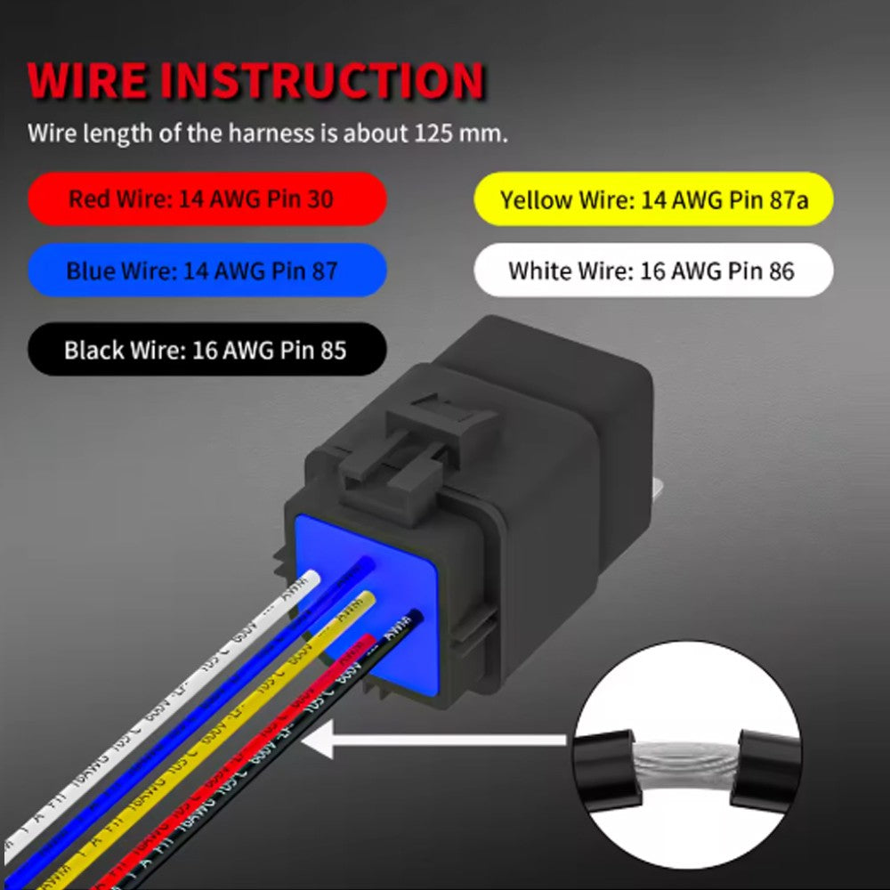 12V 40A Heavy Duty Car Relay Kit SPDT 5 Pin Bosch Style with Harness Auto Relay – Compatible with Bosch