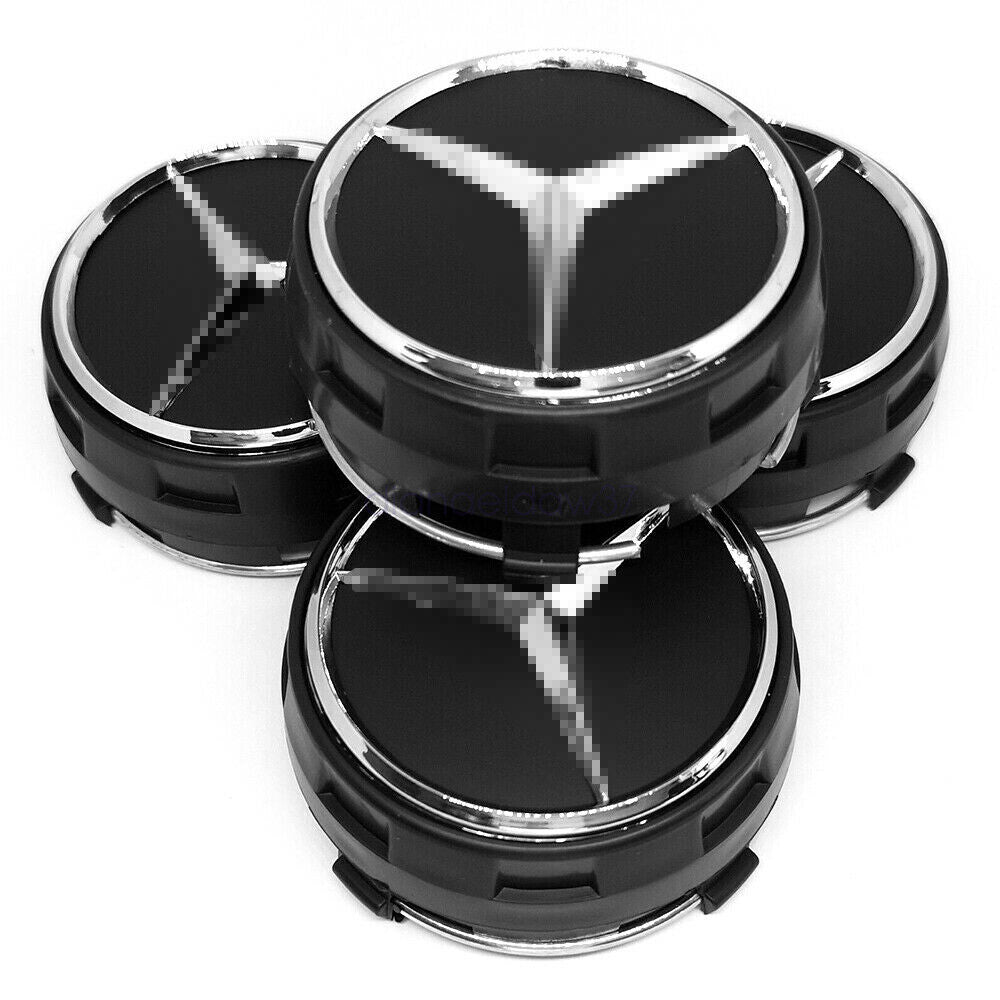 4 75mm Wheel Centre Hub Caps AMG Black Alloy For Mercedes Benz A B C E Class AU