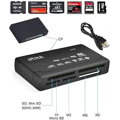 All in One USB Memory Card Reader Multi Slot SD MicroSD CF MS XD Plug Play Fast