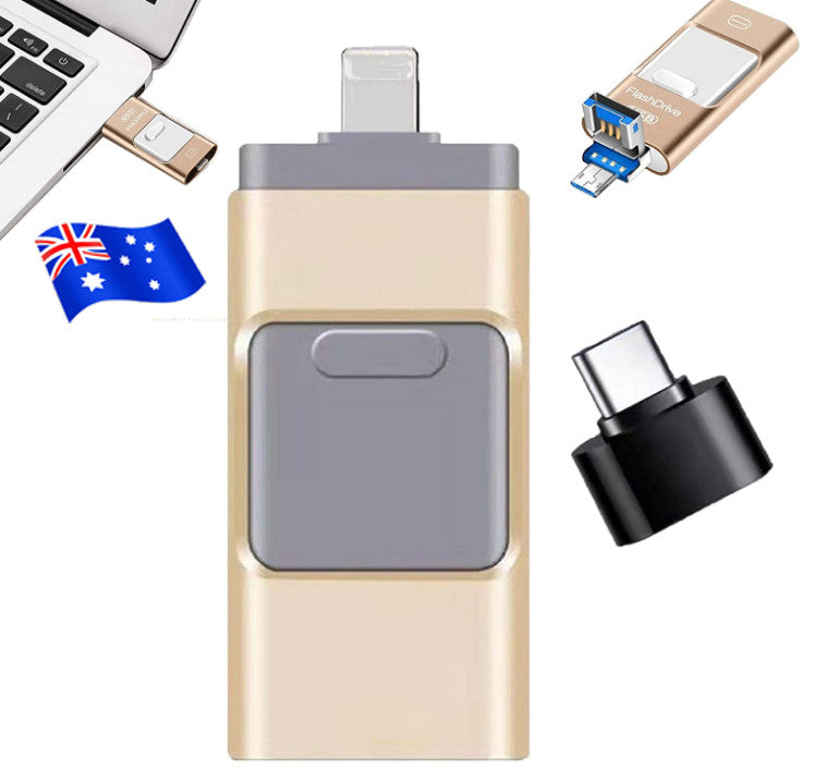 4 in 1 Memory Photo Stick USB 3.0 Flash Drive Type Compatible with iPhone Android iPad AU