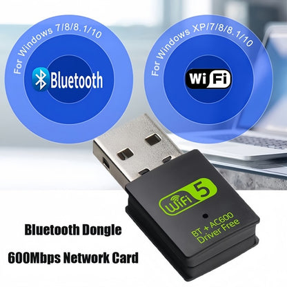 600Mbps USB 3.0 Wireless WiFi Receiver Bluetooth Adapter 5GHz Dual Band Dongle