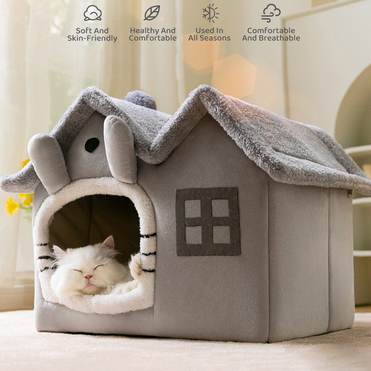 Foldable Washable Pet House Four Seasons Dog Bed Cat Kennel Enclosed Dog House