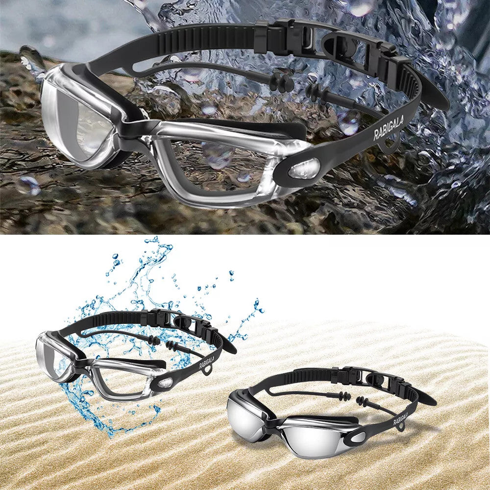 Adult Swimming Goggles Waterproof Anti-Fog Swim Glasses UV Shield Adjustable New